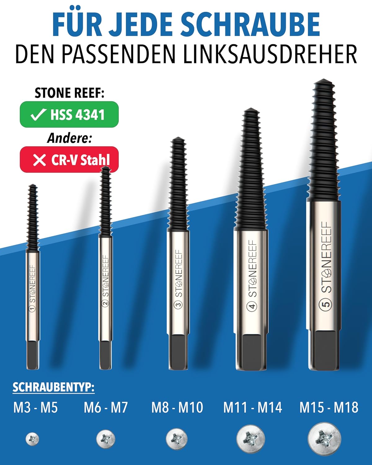 Schraubenausdreher Set, HSS6542 Stahl