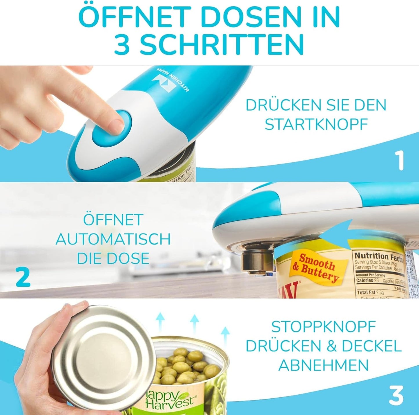 Elektrischer Dosenöffner, Blau