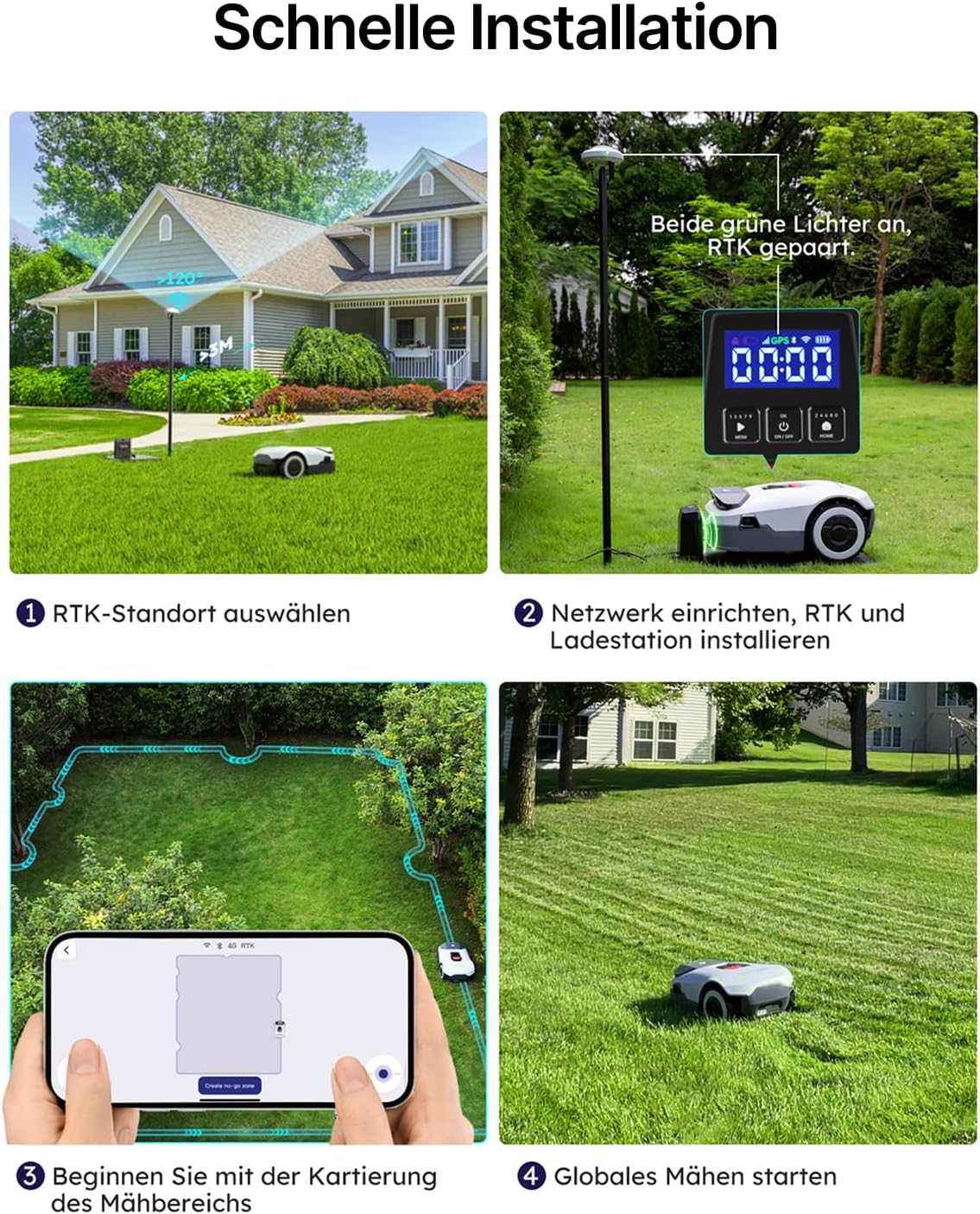 Mähroboter ohne Begrenzungskabel, 650 m², KI-Navigation, A-650 ㎡