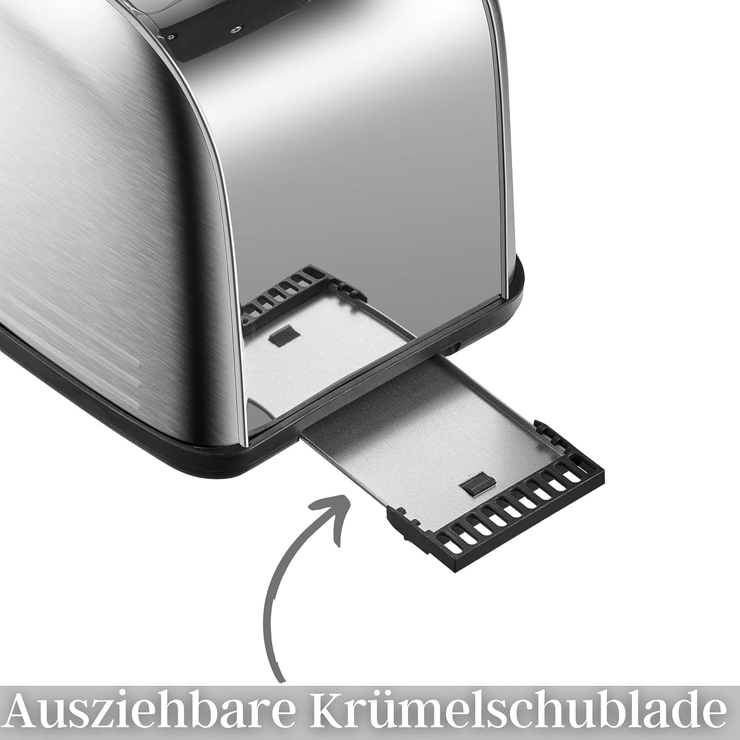 Edelstahl Doppelschlitz-Toaster mit Brötchenaufsatz