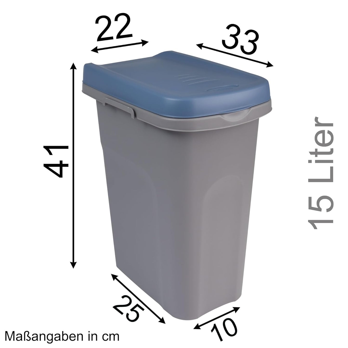 Recycling-Mülleimer mit Deckel, Blau 15 Liter
