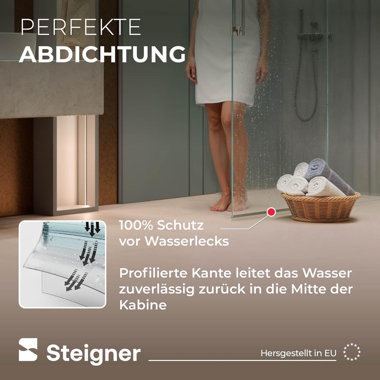 Duschdichtung für Eckeinstieg, UK07 - Gerade für 6mm/ 7mm/ 8mm Länge 110cm