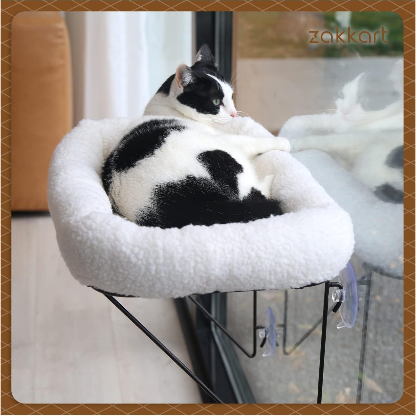 Katzenfensterliege mit Metallstütze für grosse Katzen, weisses
