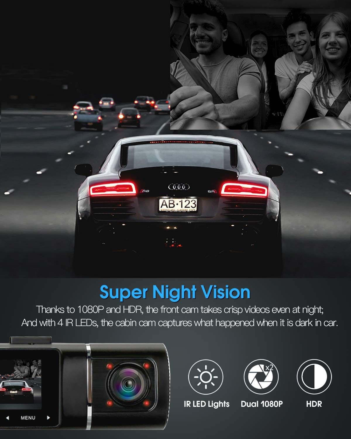 J05 Dashcam 1080P mit Parküberwachung & Nachtsicht