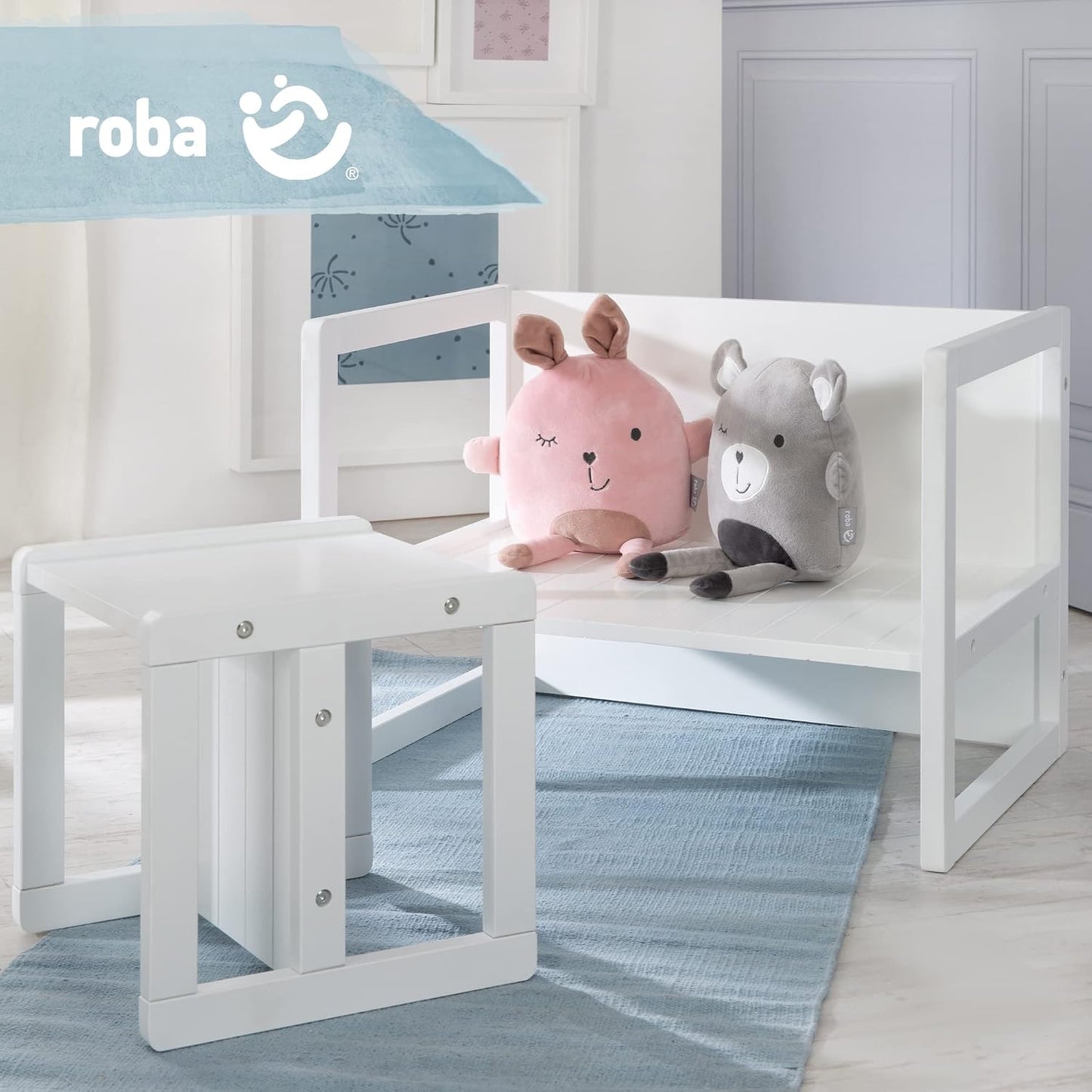 Kindersitzgruppe im Landhausstil, 3-teilig, Weiss Set 3-teilig