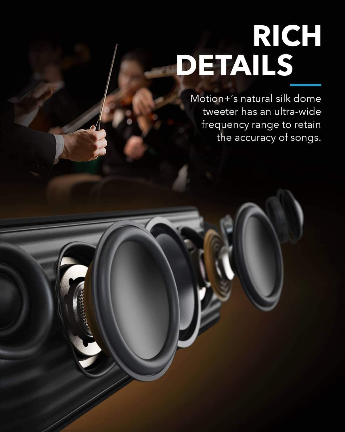 Motion+ Bluetooth HiFi Lautsprecher, Schwarz