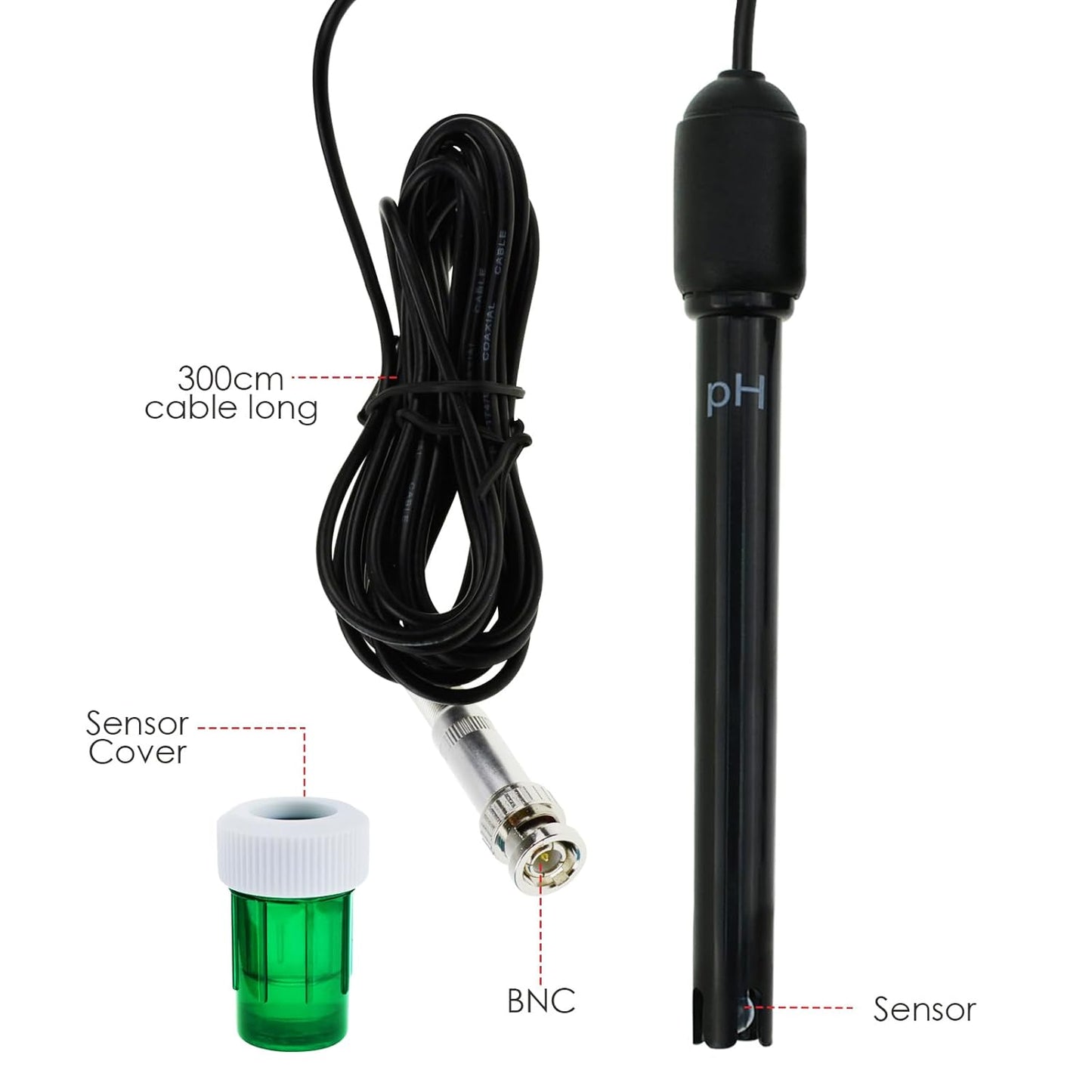 Lange pH-Elektrode mit BNC-Stecker, Lange Röhre