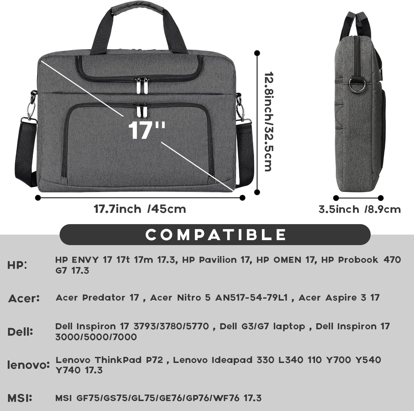 Laptoptasche für 17-17,3 Zoll Notebooks, Grau ;  17-17,3 Zoll