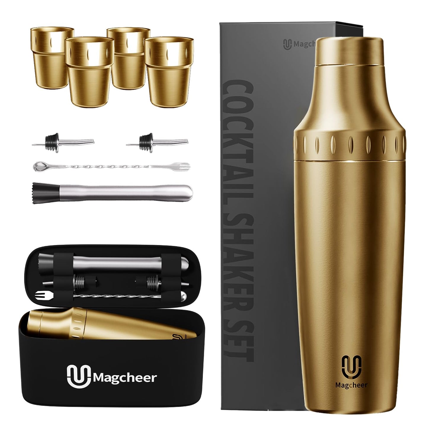 Cocktail Shaker Set, Gold Mit Becher