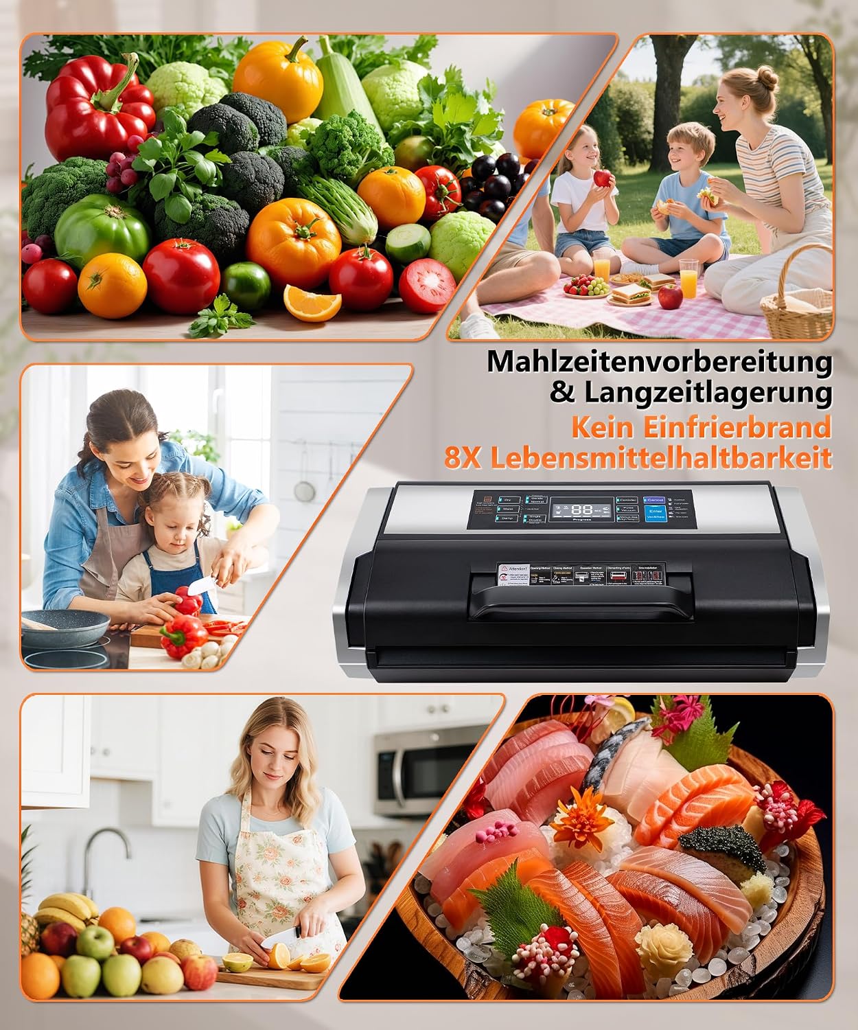 Vakuumiergerät mit Doppelschweissnaht und 10-in-1 Modus, Schwarz