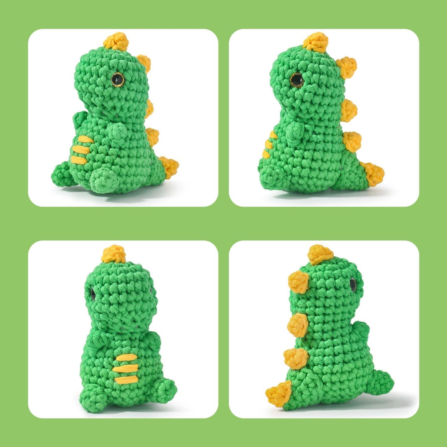 Amigurumi Häkelset mit Dinosaurier, Küken & Biene, anfängerfreundlich, Dinosaurier – Biene – Küken