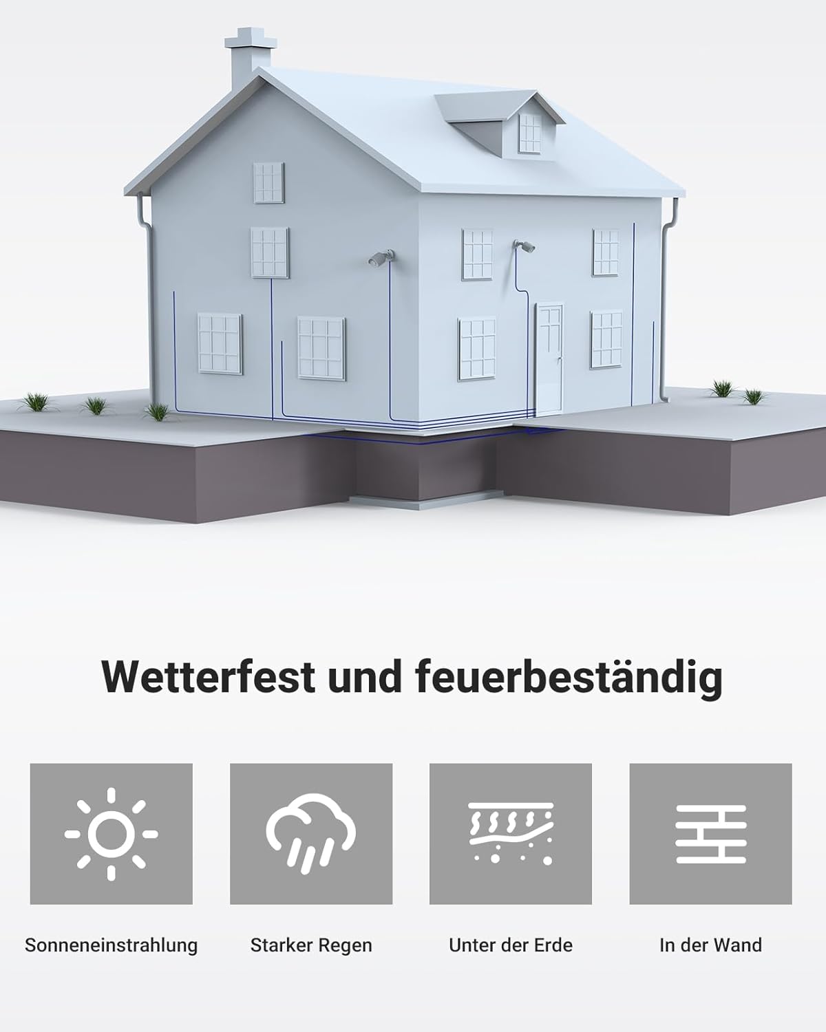 BNC DC Videostrom-Verlängerungskabel-Set, 4 Stück, Schwarz