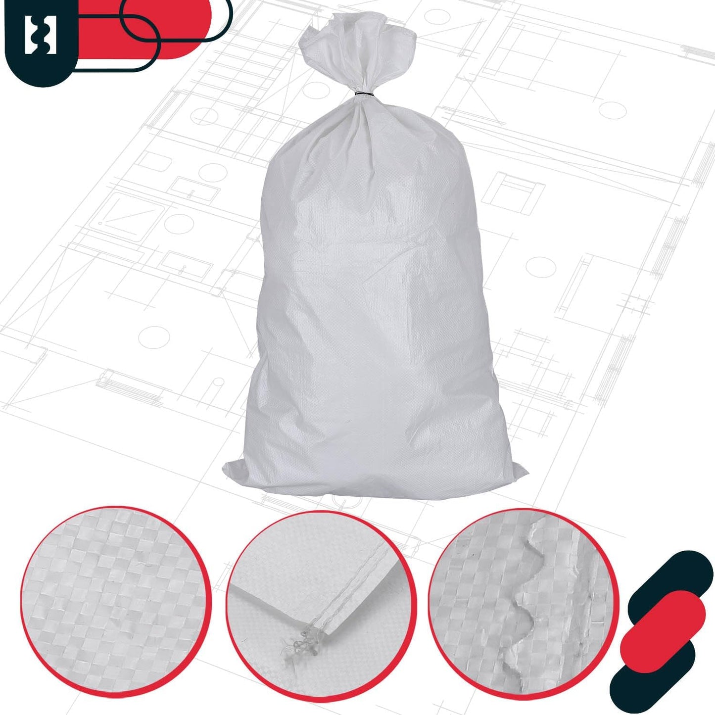 20er-Set Gewebesack, 20er Set 65x105cm Weiß