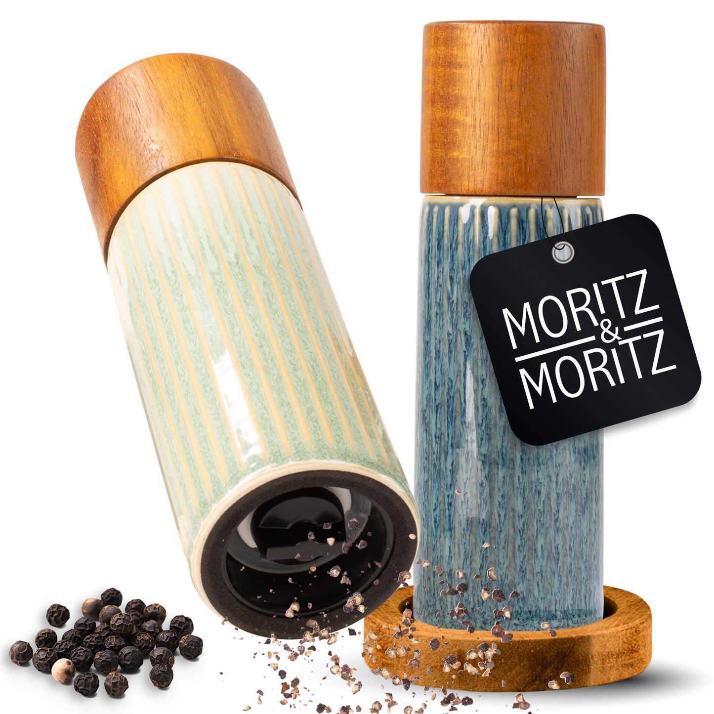 2er-Set Gewürzmühlen, Blau & Grün