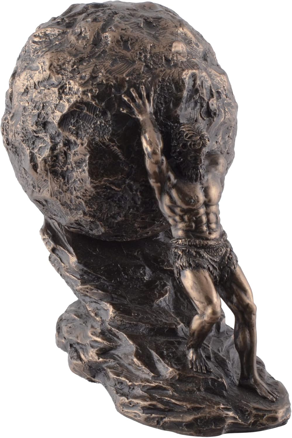 Sisyphus Skulptur bronziert - Griechische Legende mit Felsen