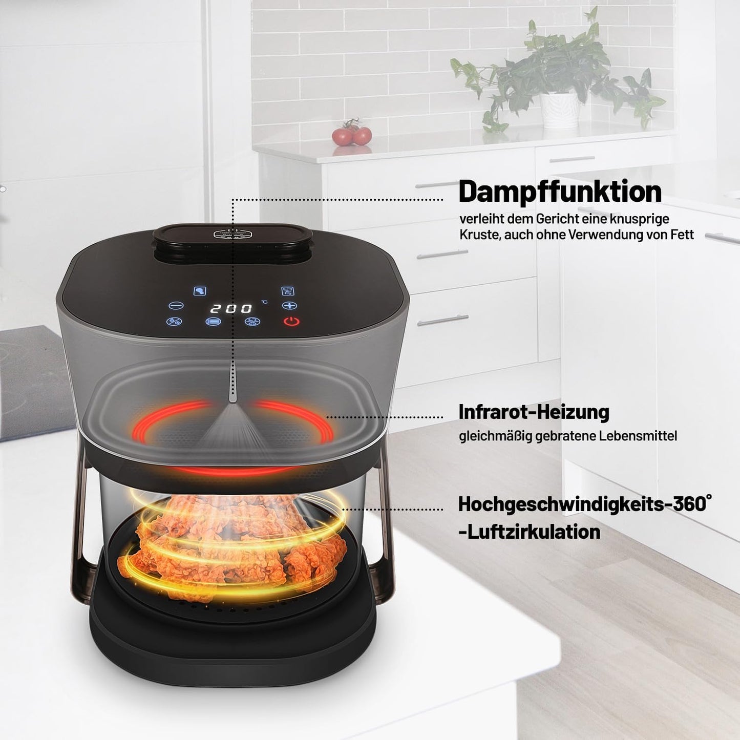 Heissluftfritteuse mit Dampffunktion (4,5L)