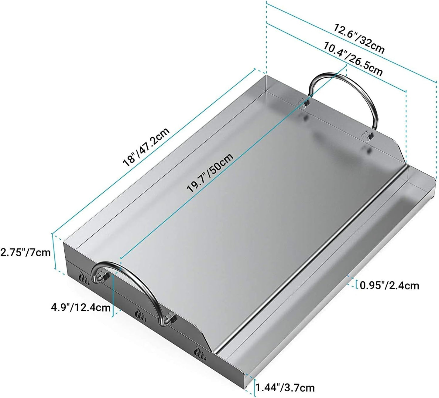 Universal BBQ Grillplatte mit Fettwanne (51x32x7cm), 18“ X 12"