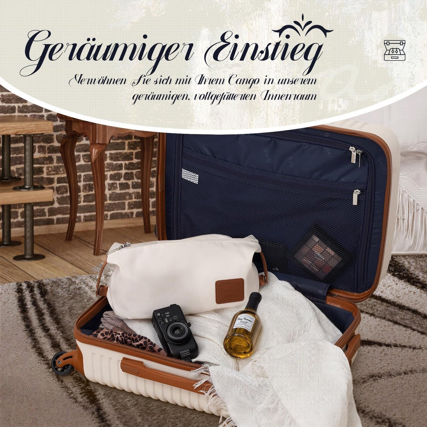 5-teiliges Hartschalenkoffer-Set mit TSA-Schloss, Grau/Rosa Koffer-Set 5tlg