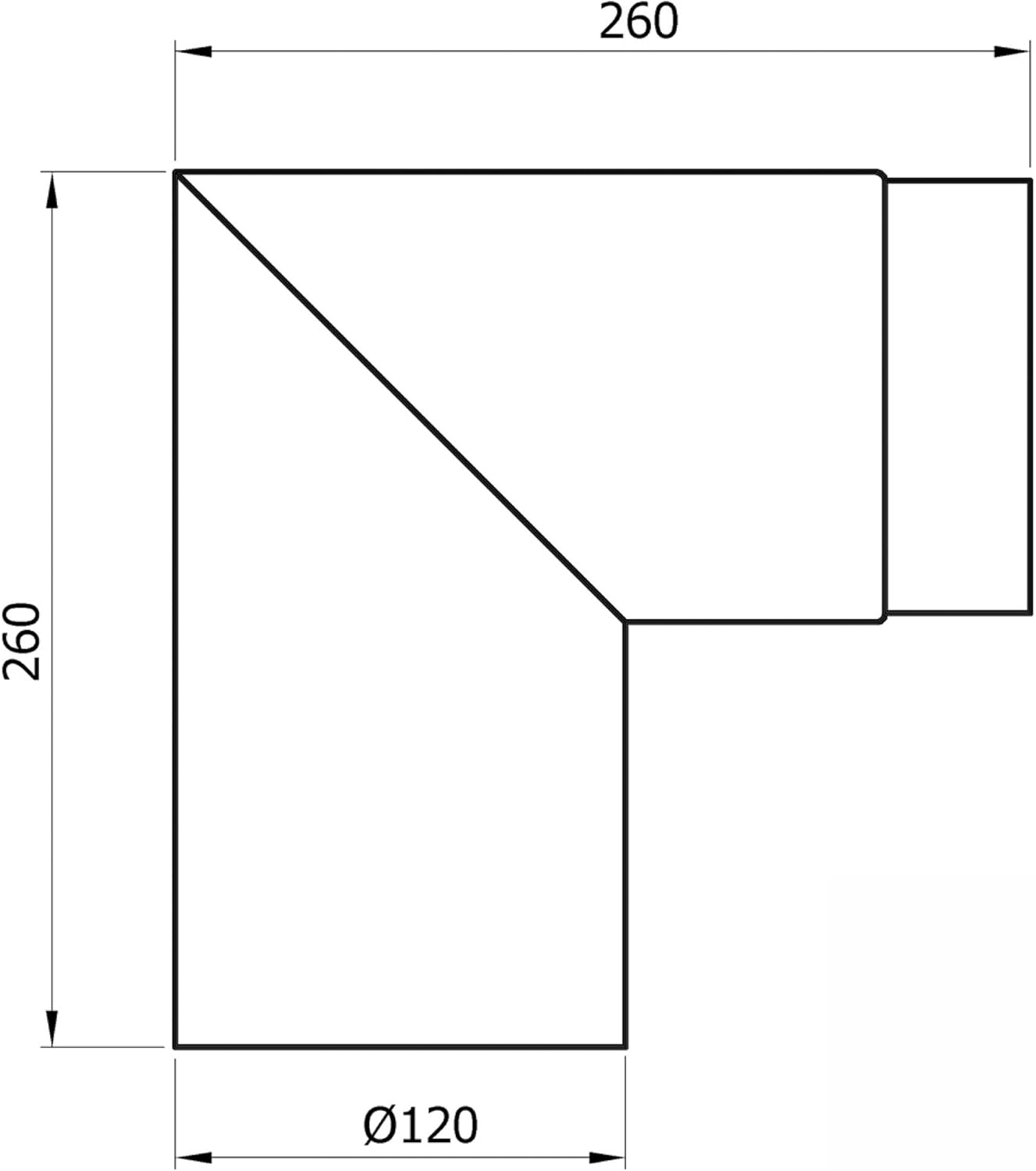 Rauchrohrbogen 90° zweiteilig ø120 mm, 120 Gussgrau
