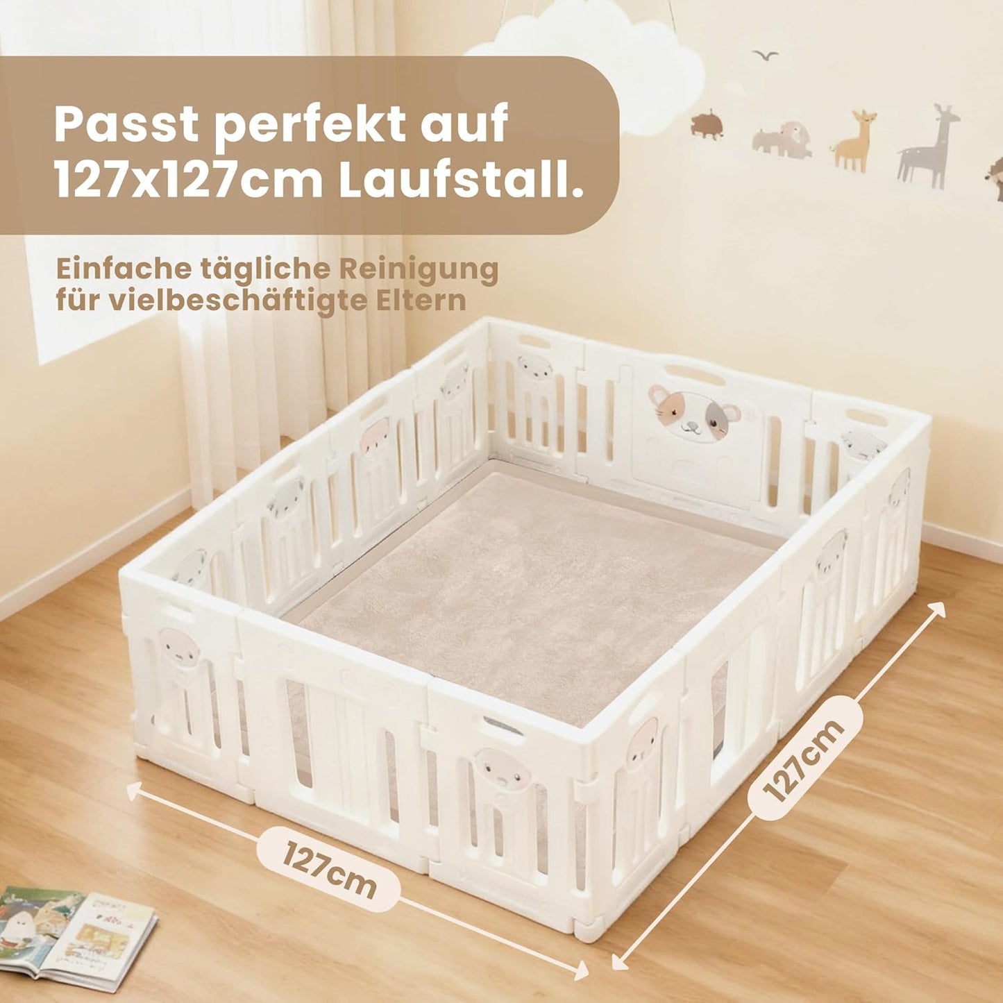 Krabbel- und Spielmatte, Beige 127 x 127 x 3.5 cm