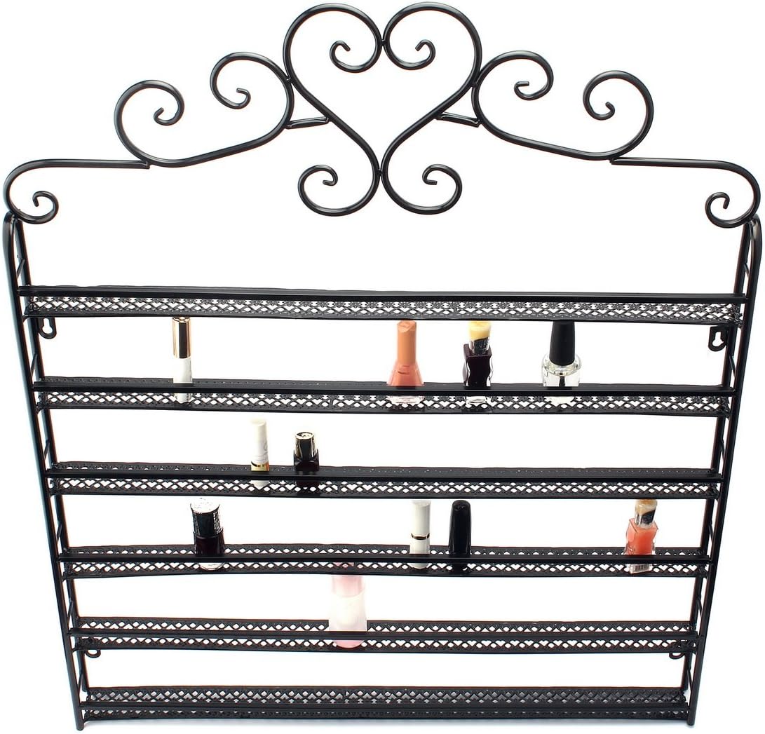 6-stufiges Metall-Nagellackregal für die Wand, Schwarz, Rot