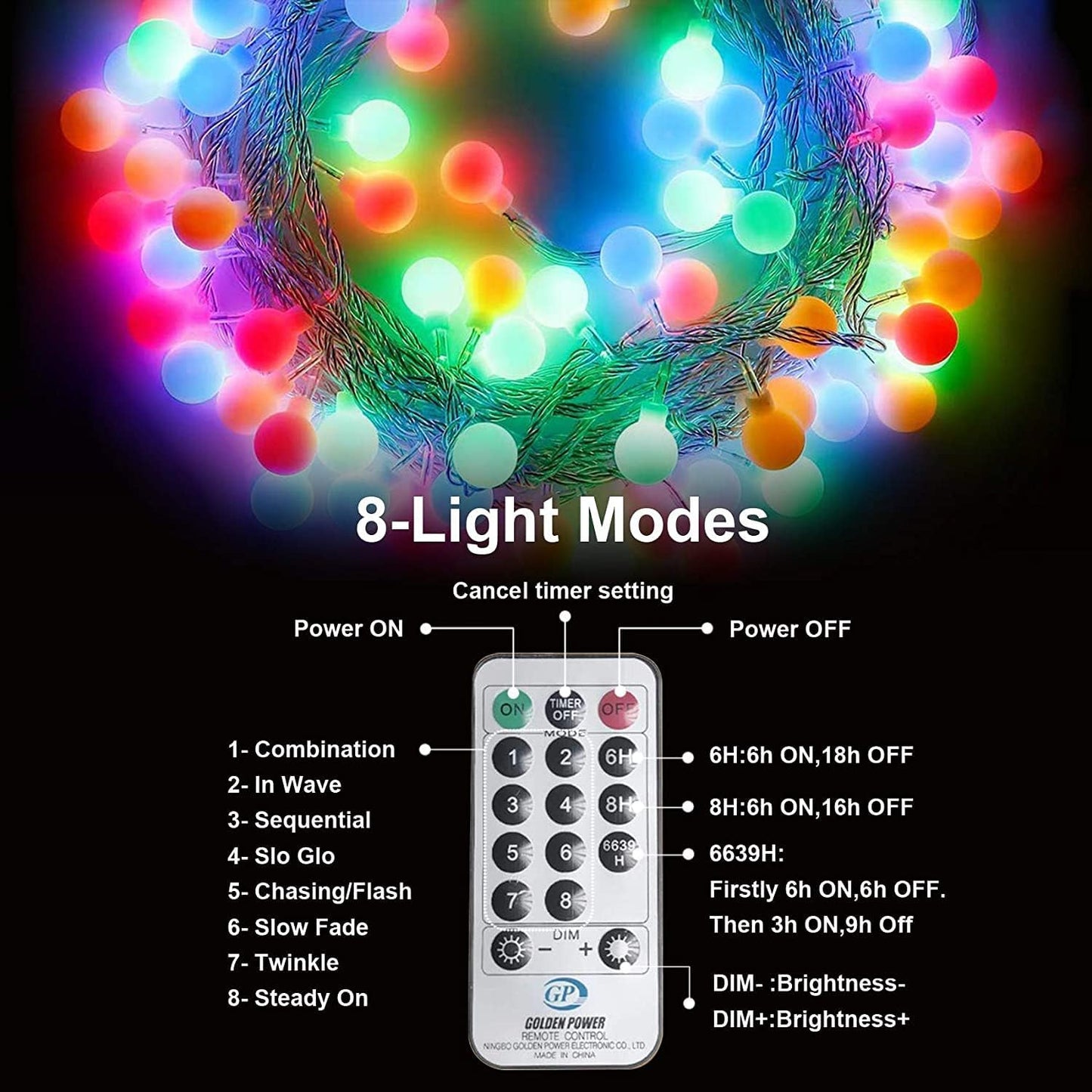 Dimmbarer LED-Lichterketten-Set mit 8 Modi, 10M 100LED Bunt