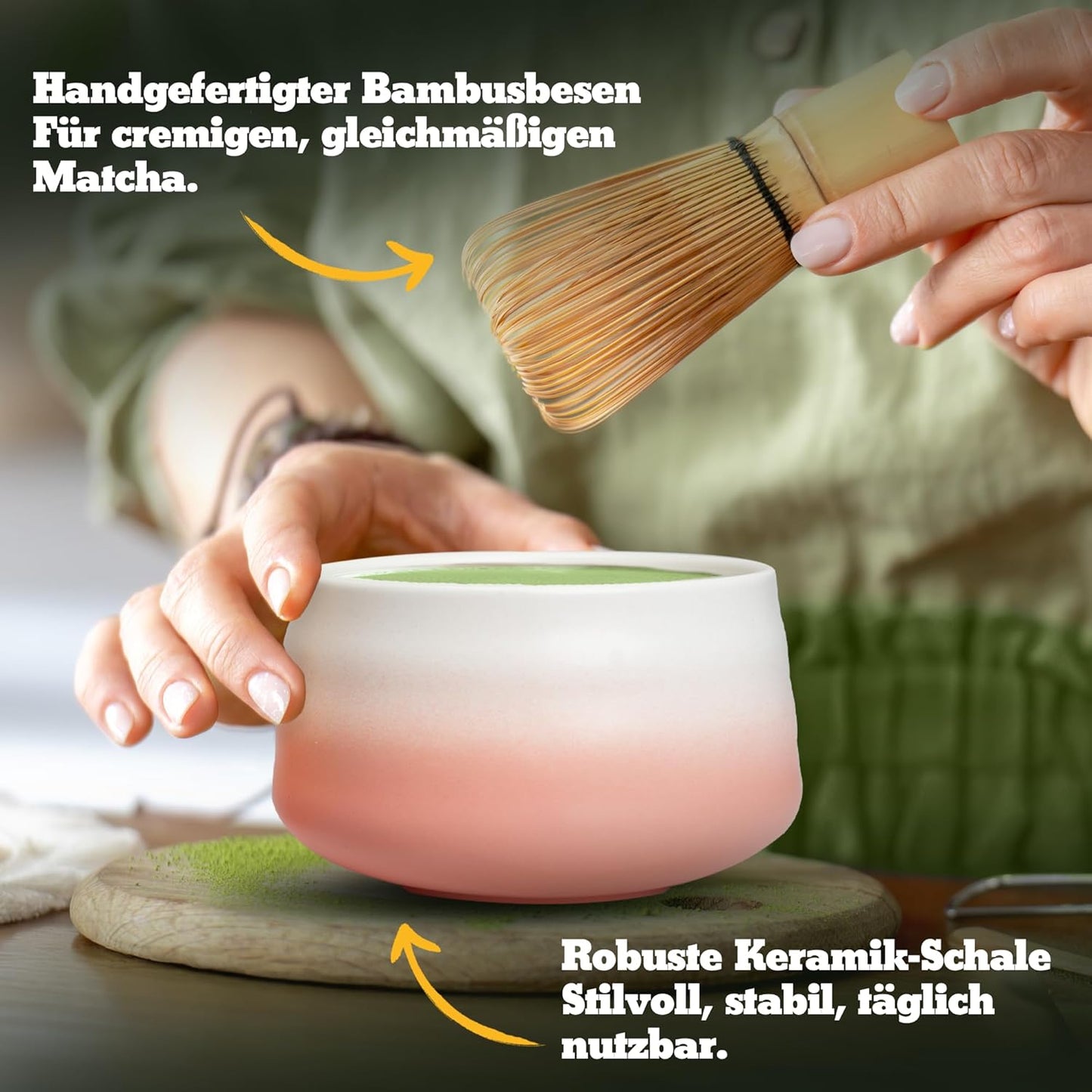 4-teiliges Matcha-Set, Pink