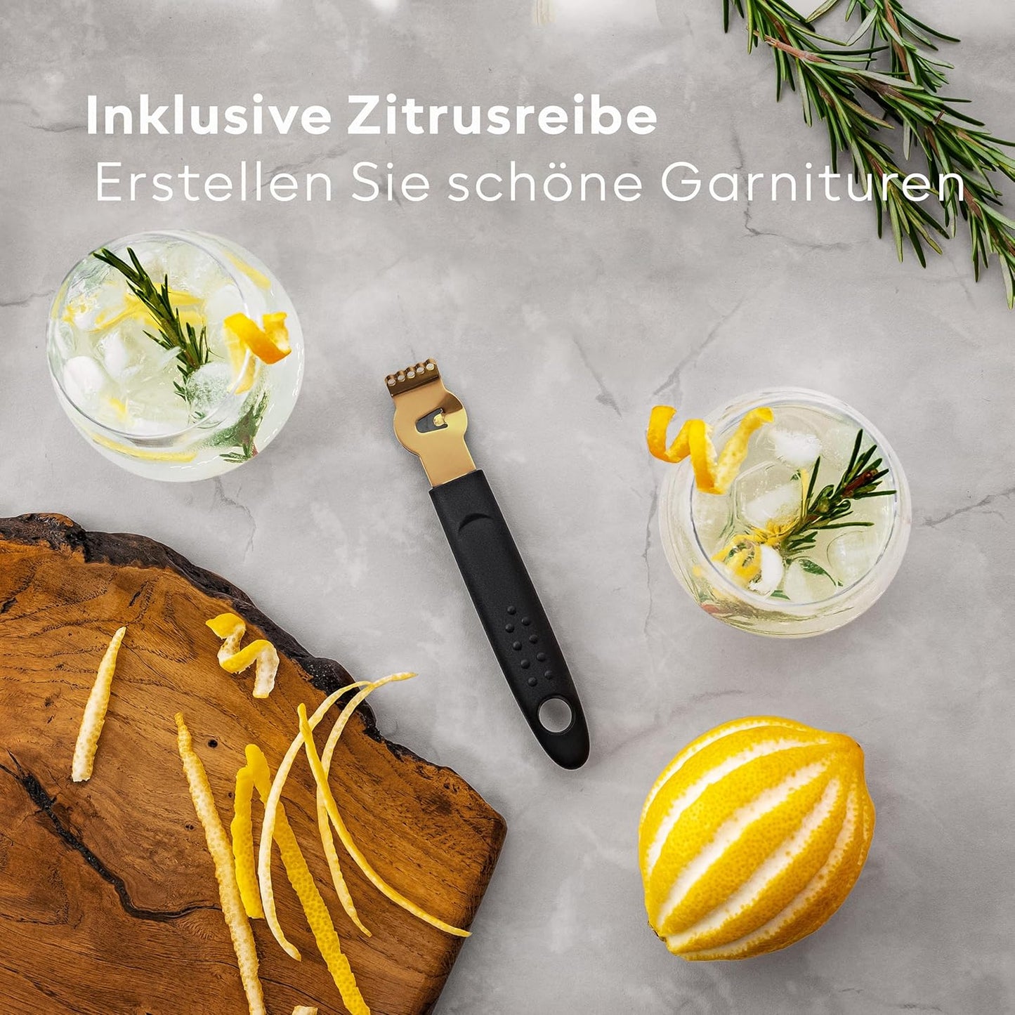 12-teiliges Cocktail Set mit Shaker, Tiefes Gold
