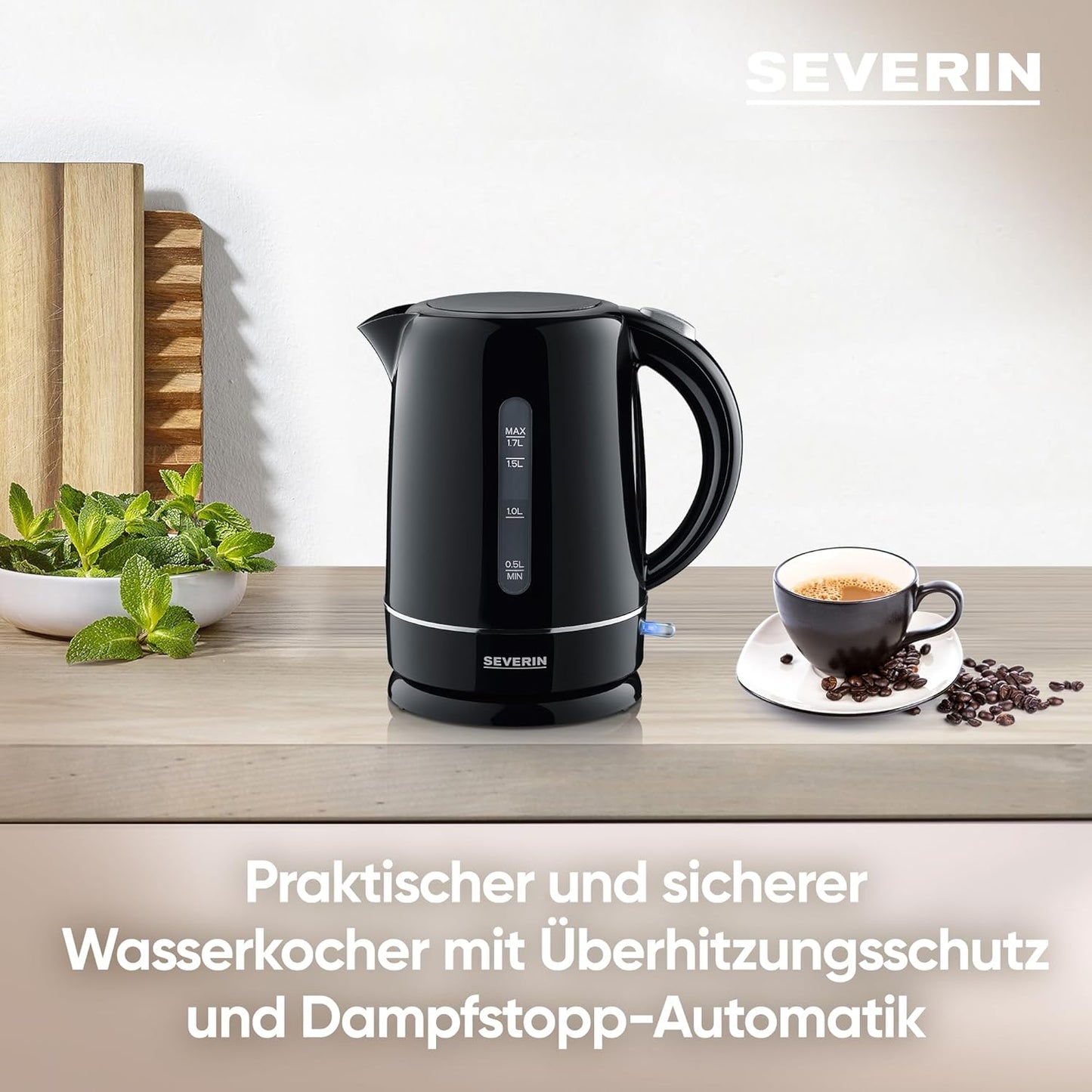 Wasserkocher WK 4322, Schwarz / Silber
