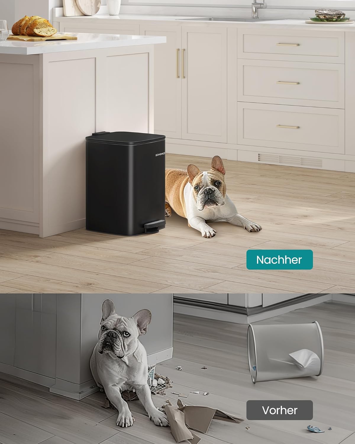 Tretmülleimer mit Inneneimer und Softclose, tintenschwarz 20 L