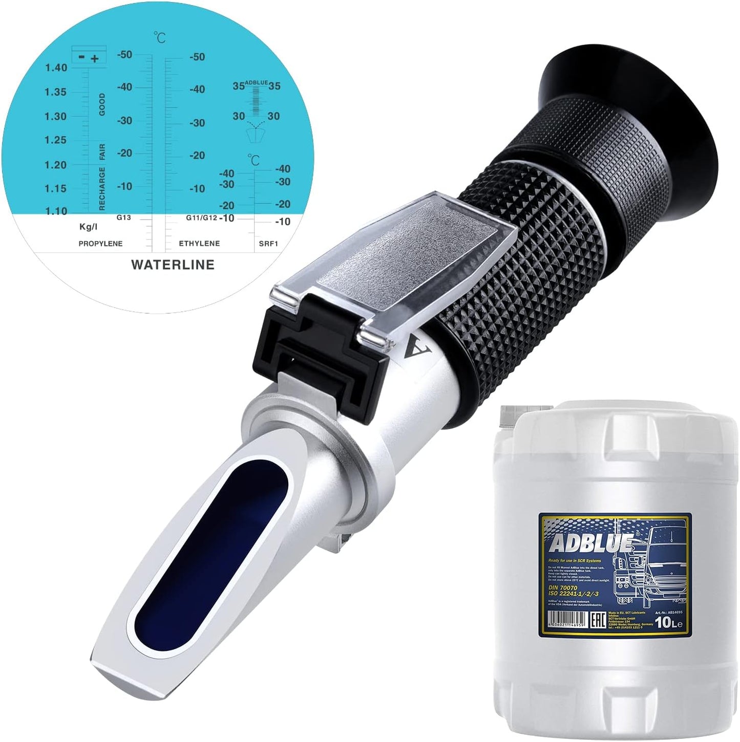 Frostschutz Refraktometer 4-in-1 Kühlmitteltester, Frostschutzprüfer 0 ~ -50ºc