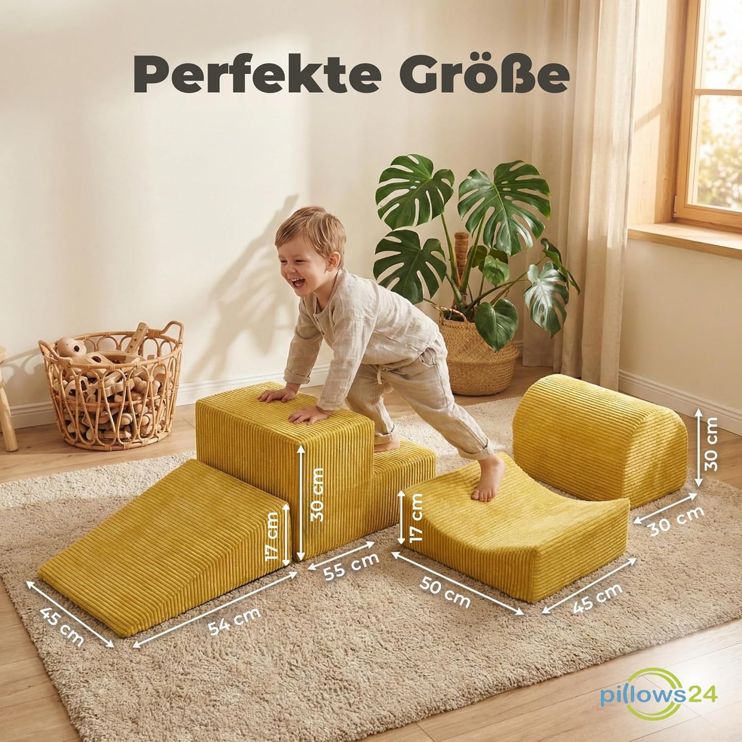 4-teiliges Schaumstoff-Baustein-Set für Kinder, Gelb