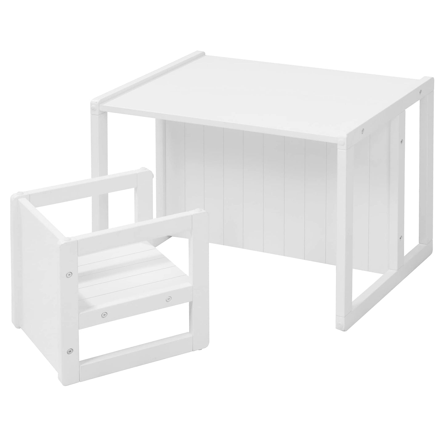 Sitzgruppe für Kinder, umwandelbar zur Bank (2-teilig), Weiss Set 2-teilig