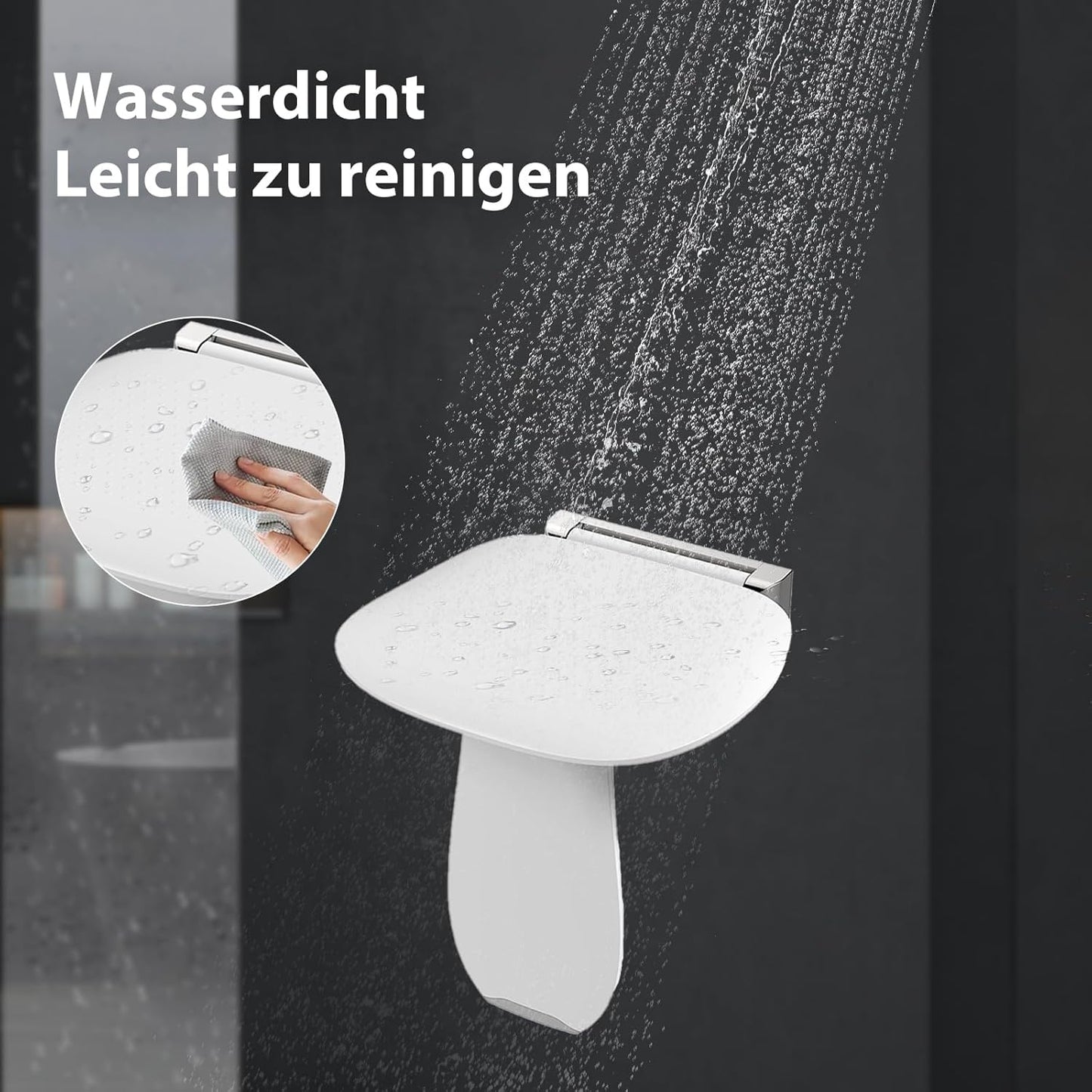 Klappbarer Duschsitz, Weiss Large
