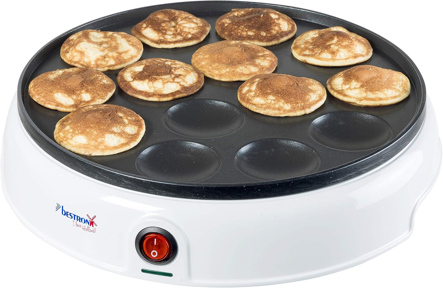 Mini Poffertjes Maker mit Antihaftbeschichtung, Weiss
