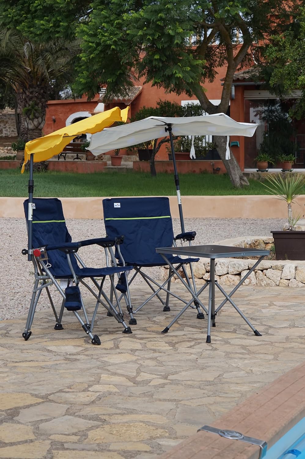 Holly's Jubiläumset mit 2 Faltstühle + Klapptisch + 2 Fächerschirmen