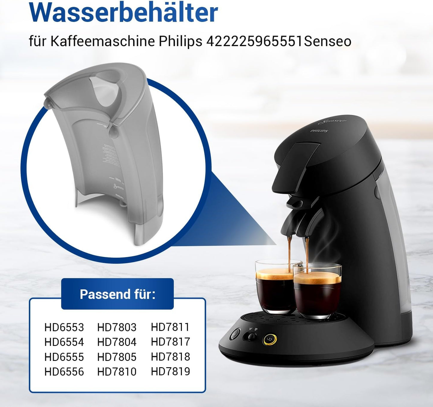 Ersatzwassertank 422225965551 für Senseo Kaffeemaschine, Wie 422225965551