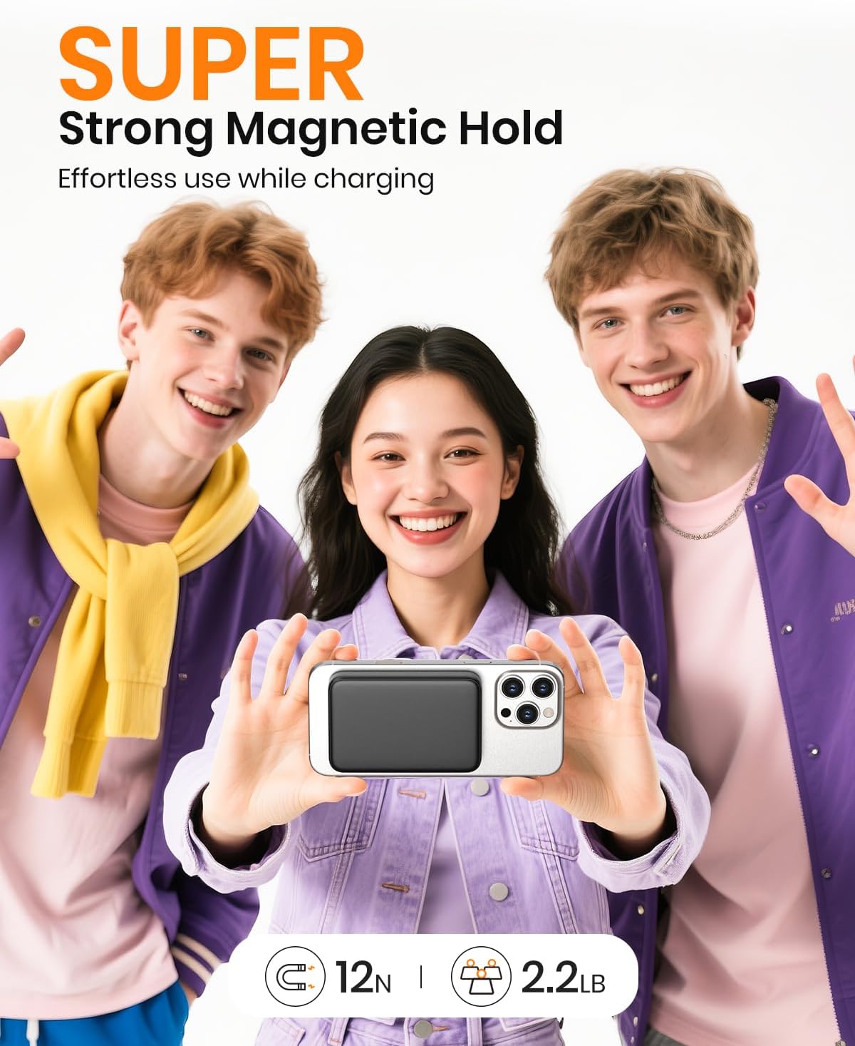 Magnetische Powerbank mit Schnellladefunktion, Schwarz