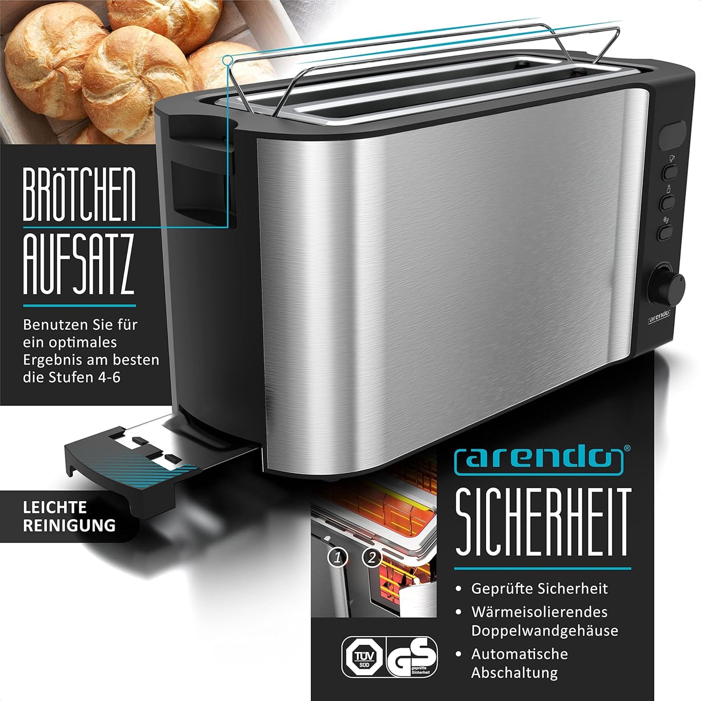 Frühstück Set - Wasserkocher, Toaster, Eierkocher, B: Silber