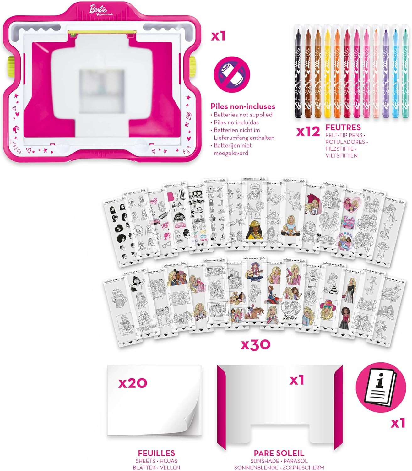 Leuchttisch LUMI'BOARD Barbie, [ZUSAMMENSETZUNG: Kreativ, Spiel, Barbie-Thema]