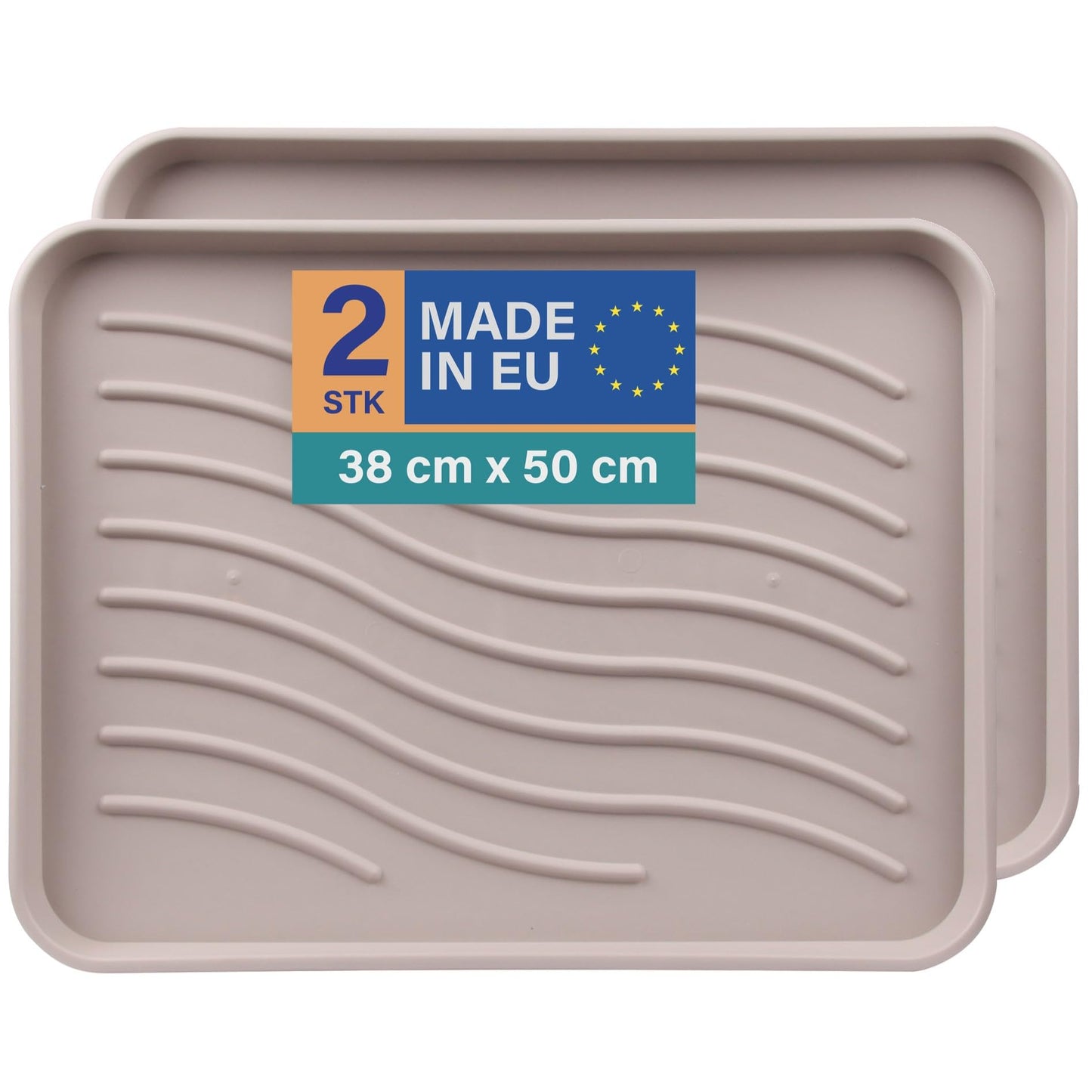 2er-Set Schuhabtropfschalen, Beige 50x38 cm 2