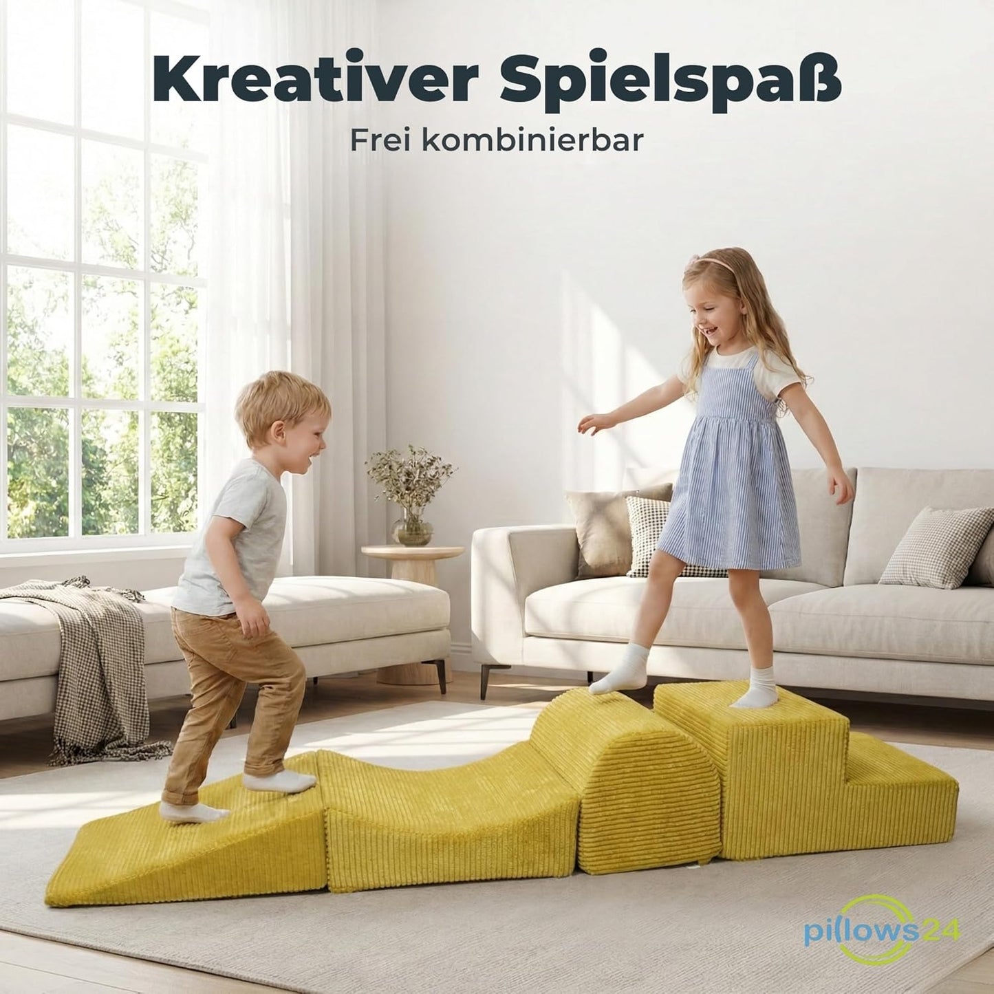 4-teiliges Schaumstoff-Baustein-Set für Kinder, Gelb
