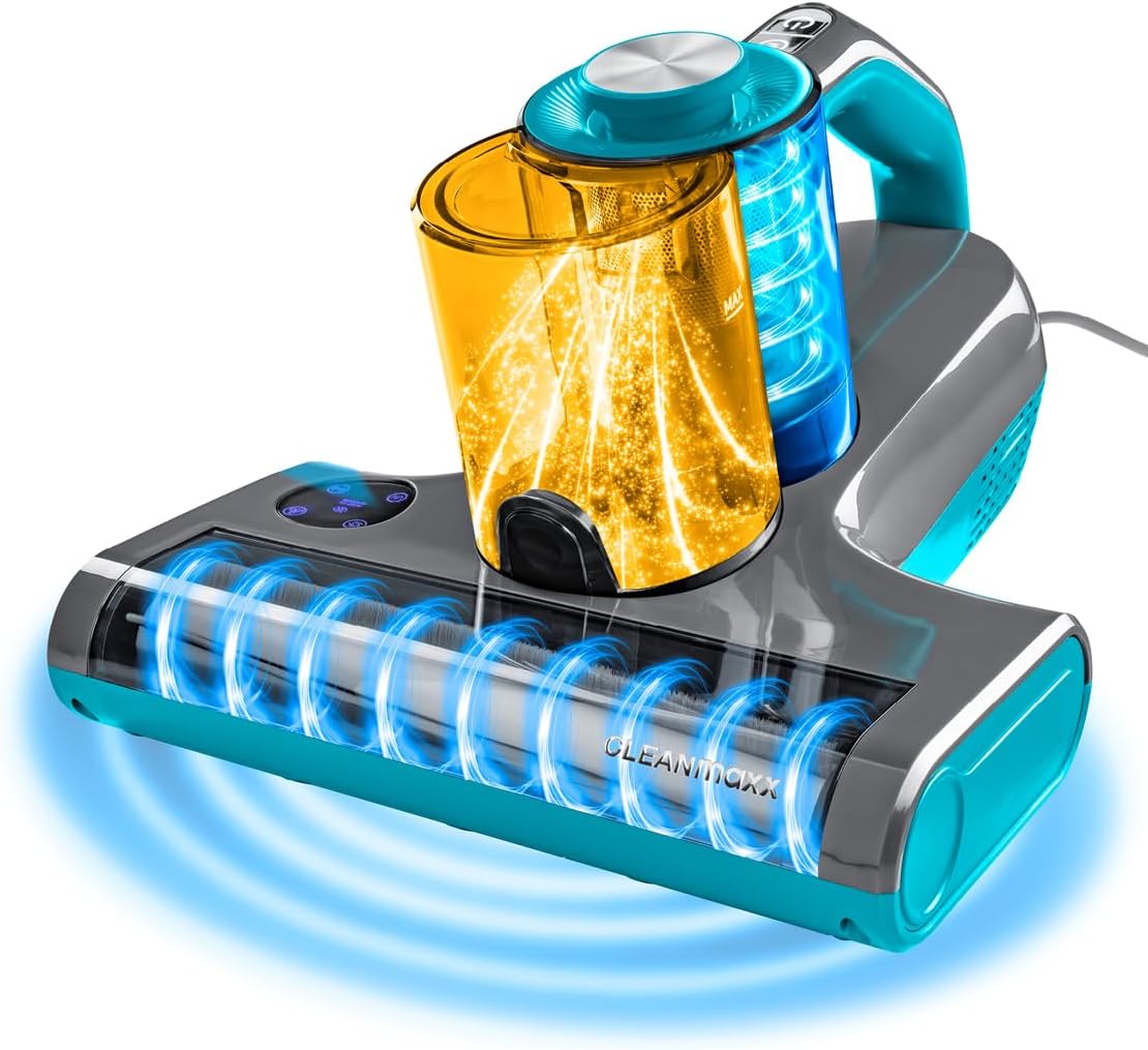 3-in-1 Milbensauger mit Heissluft & UV-C-Licht, Rotation Pro Power 15kPa Blau