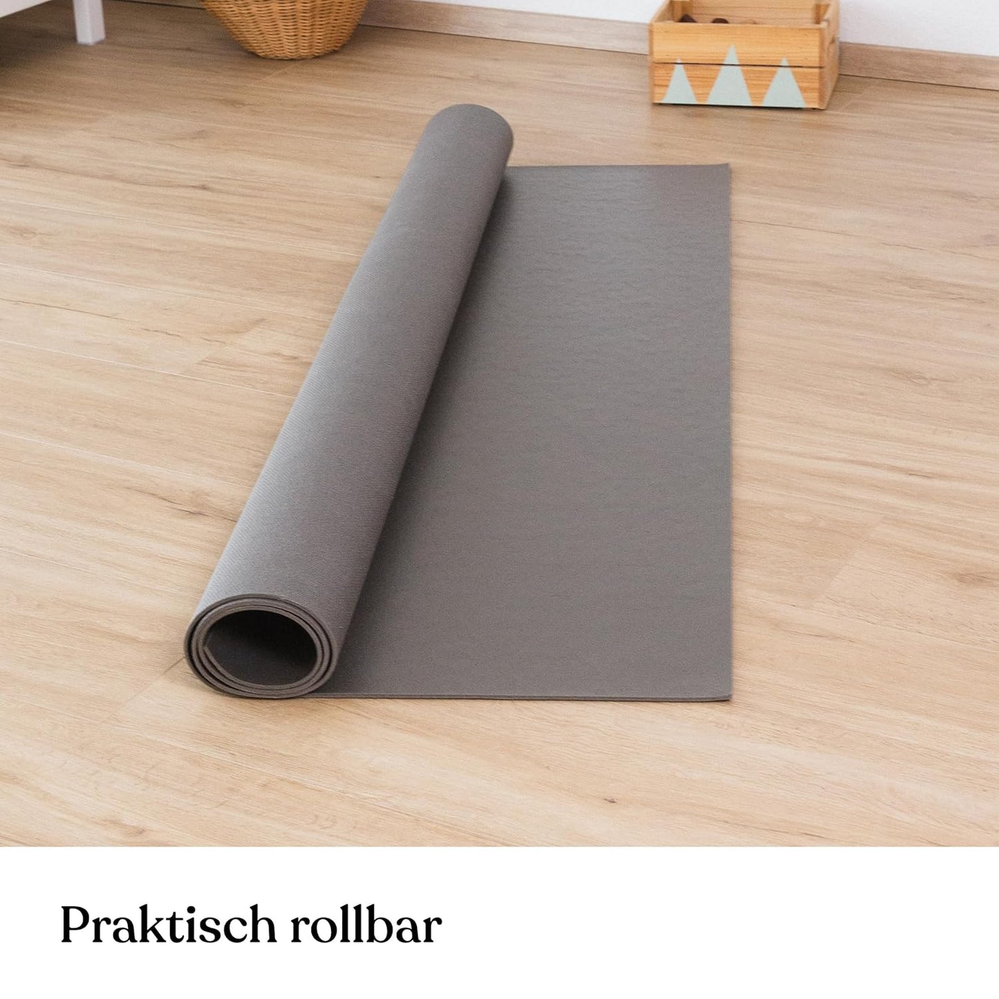 Anti-Rutsch Krabbelmatte 160x200 cm Oeko-Tex, 160x200 cm (1er Pack) Grau