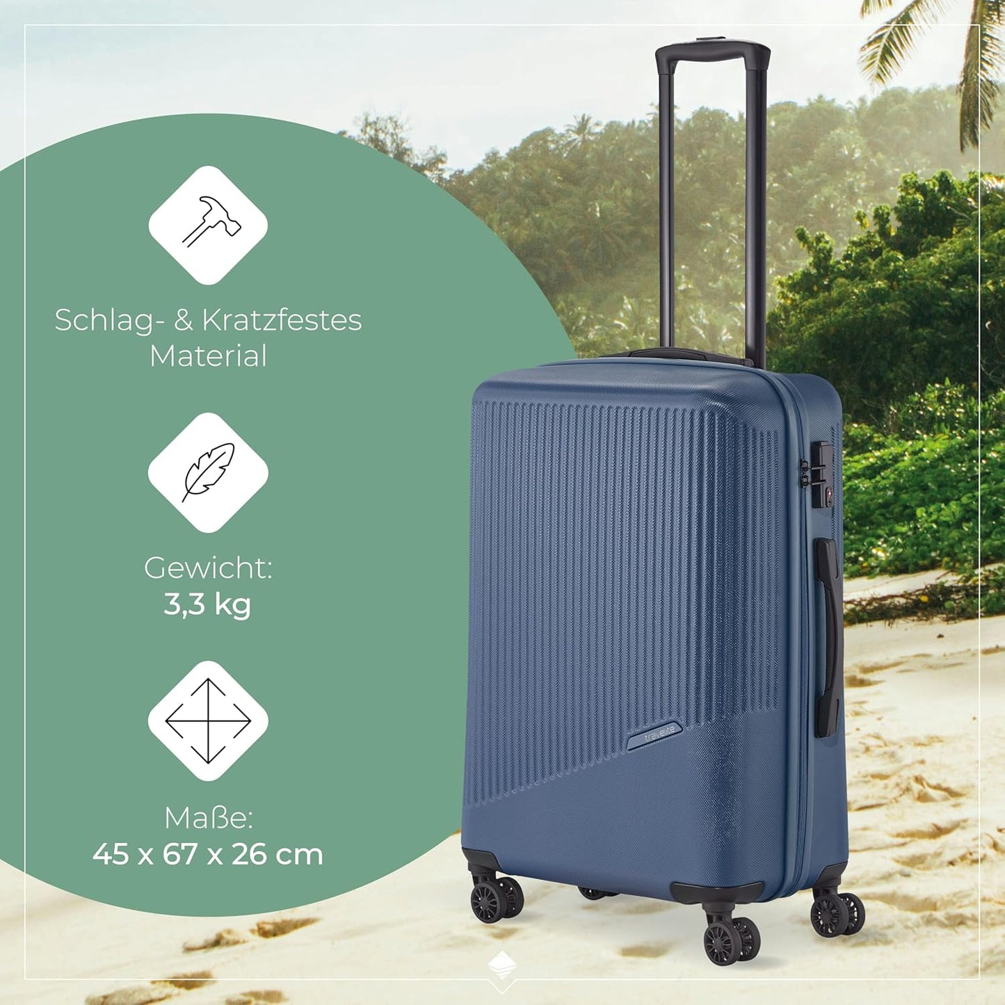 Hartschalenkoffer Bali mit TSA-Schloss, Blau Trolley Grösse M (67 cm)