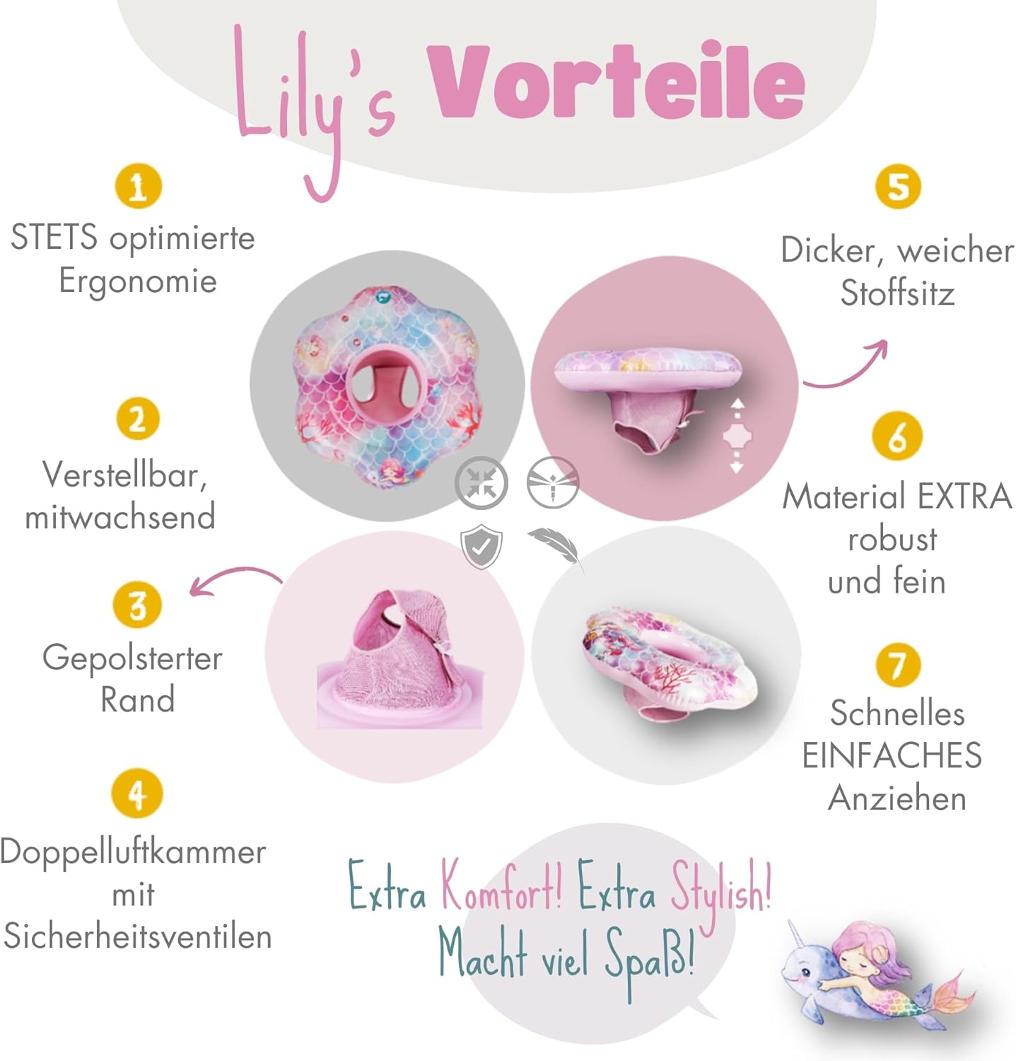 Baby-Schwimmring ab 6 Monate bis 3 Jahre, Meerjungfrau