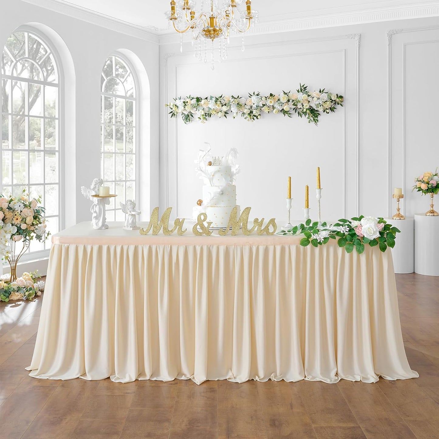 Tischrock für Bankett & Hochzeit, Elfenbein L427cm×H77cm