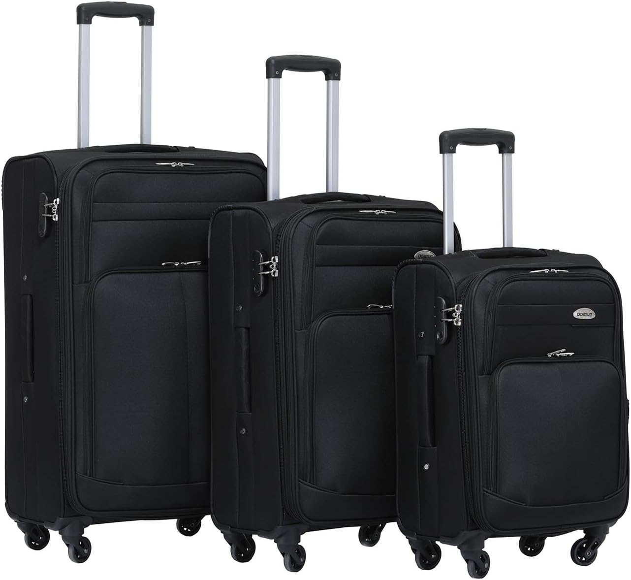 3-teiliges Kofferset, Schwarz, Set