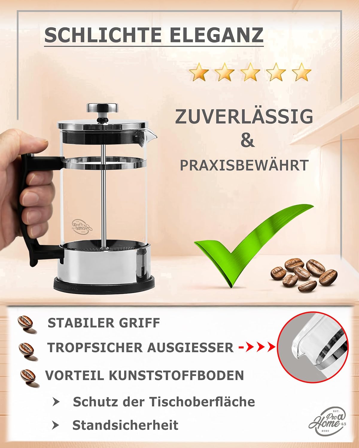 French Press Kaffeebereiter, 0,6L