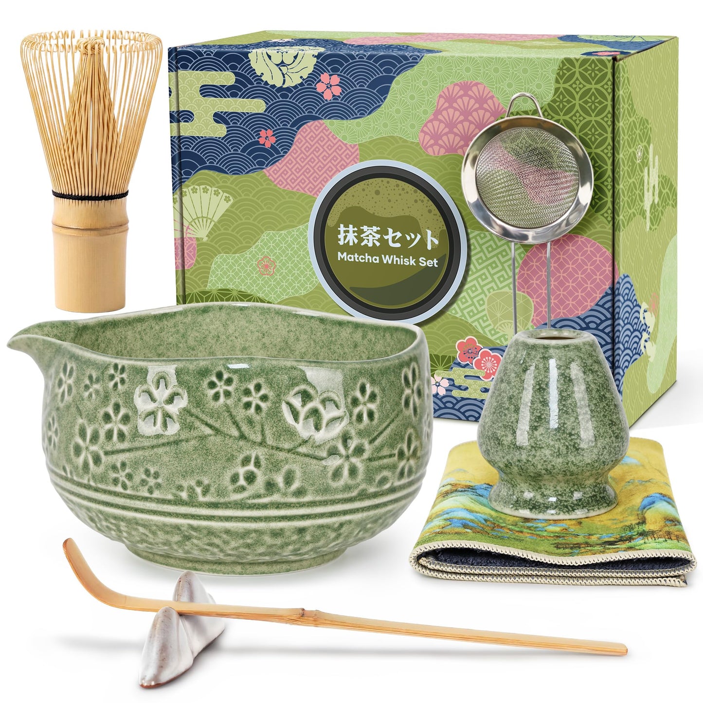 7-teiliges Matcha-Teeset, Grün